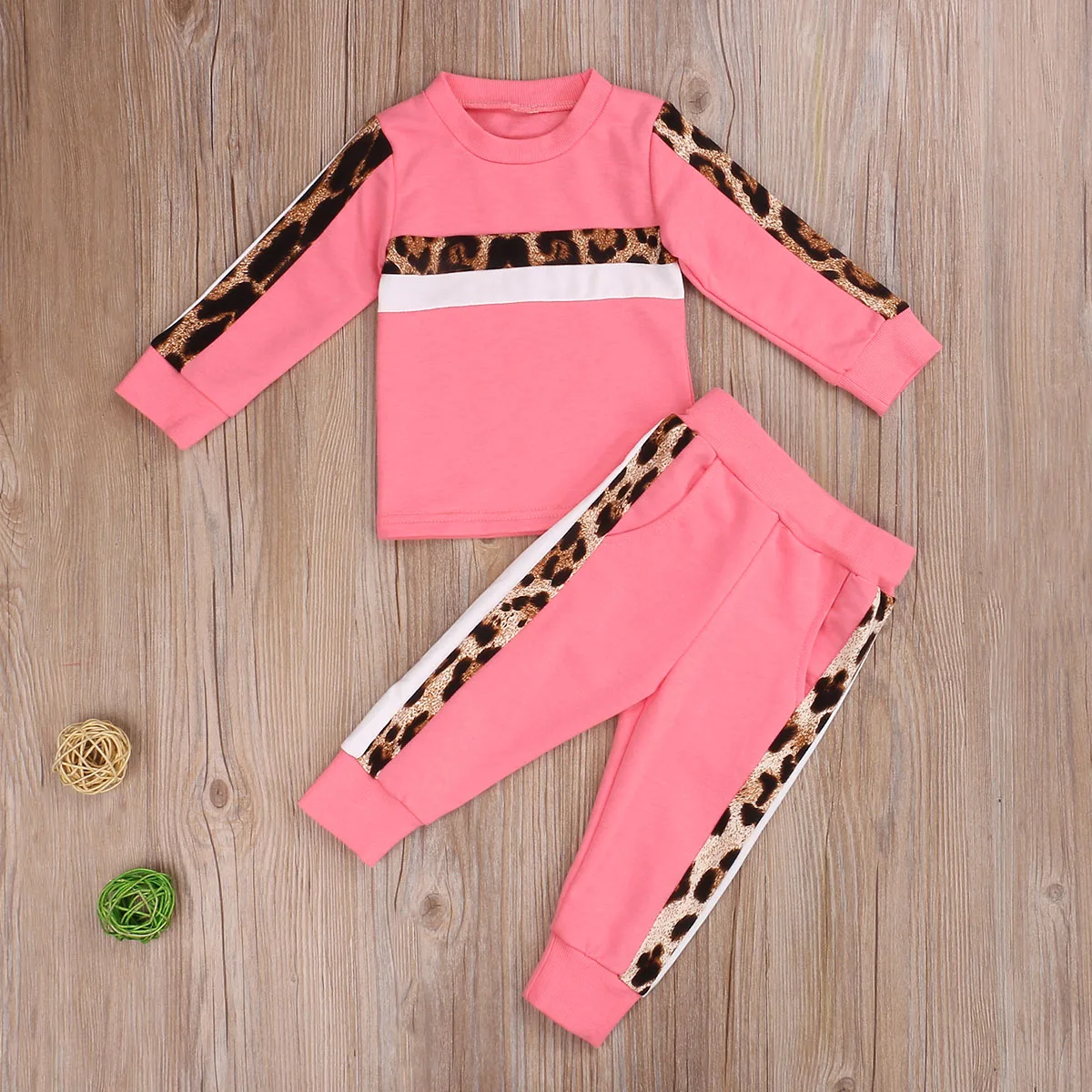1-7Y Kids Girls Clothing Set Leopard Tracksuits Long Sleeve Hoodies Sweatshirts + Pants