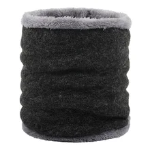 Fur Collar Man Warm Knit Neck Warmer Double-layer Thick Neck Scarf Fleece Lined Scarf for Skiing Hiking Climbing Neck Gaiter