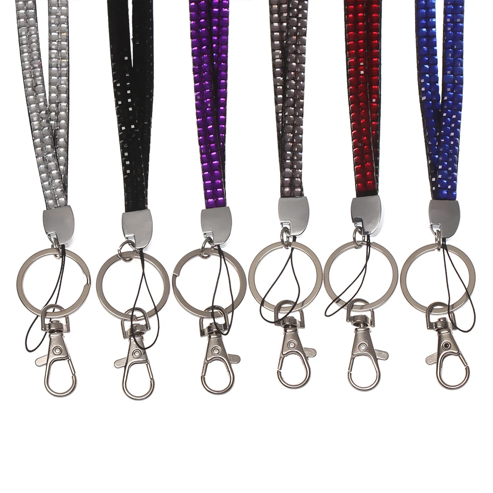 12 color Rhinestone Bling Crystal Lanyard Badge ID Card Holder Neck Strap Sparkly Clip Mobile Phone Hanging Rope Office Supplies |