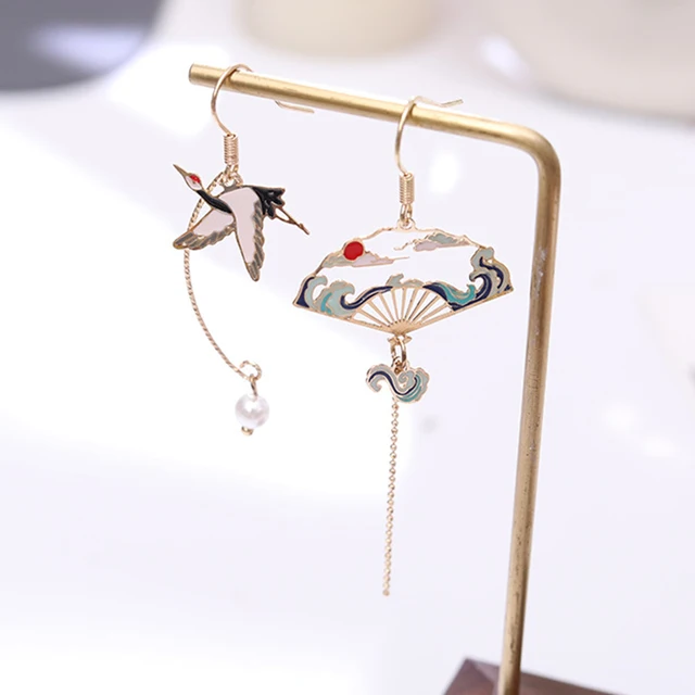 Korean Style Flower Cute Animal Dangle Earrings For Women Moon Stars Kitten Rabbit Balloon Asymmetric Earring Party Jewelry Gift 5