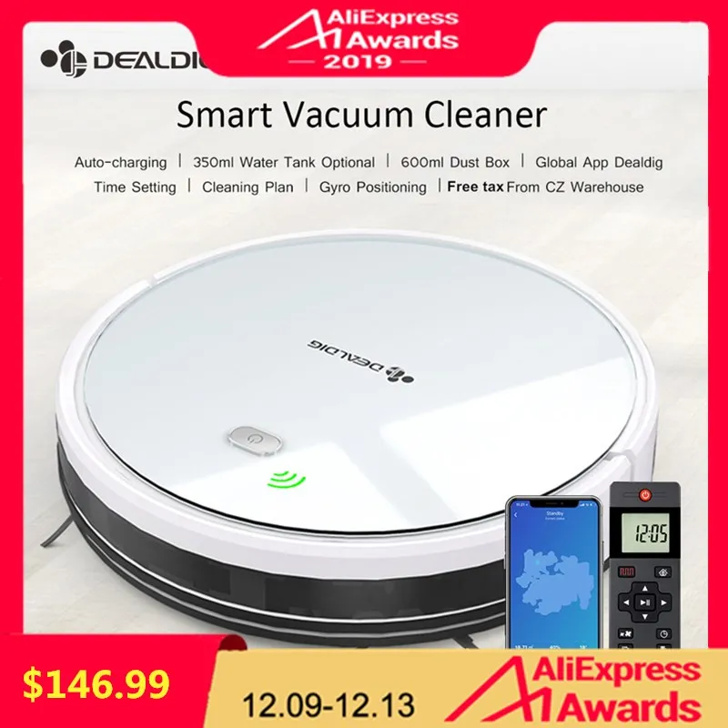 Najtaniej DEALDIG Robvacuum 8 odkurzacz robot 1800PASuction Aspirator ustawienie czasu 3 in1 sierść zwierząt domu suche mokre niewykorzystanych środków robot czyszczący