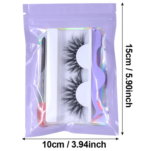 최신 100/50 개 도매 핑크 골드 블루 Holigraphic 3D 가짜 속눈썹 포장 가방 보석 선물 속눈썹 Baggies 상자 5