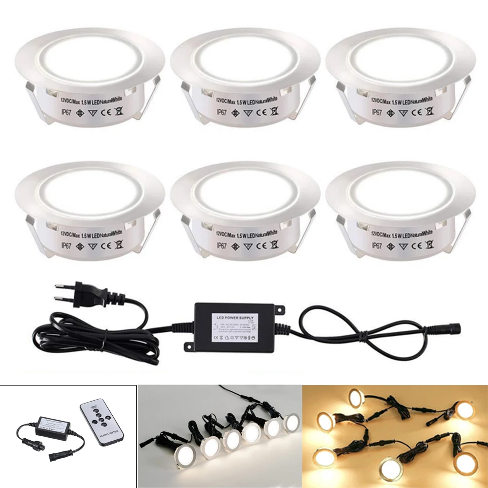 

LED Deck Light Dimmable DC 12V Underground Lamp EU/UK/US/AU Recessed Led Deck Lighting Waterproof IP67 Stairs Garden Lighting
