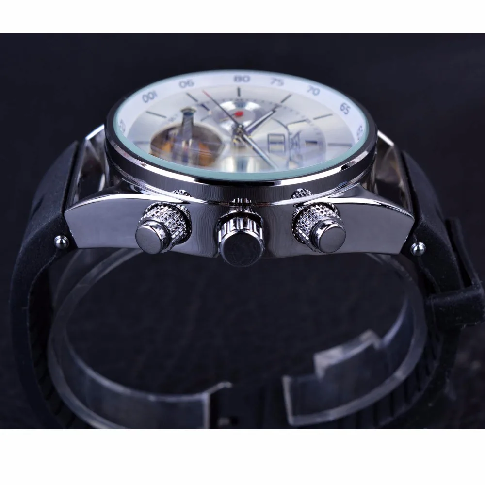 JARAGAR Watches Men Luxury Flying Automatic Tourbillon Watches Rubber Calendar Mechanical erkek kol saati Montre Homme