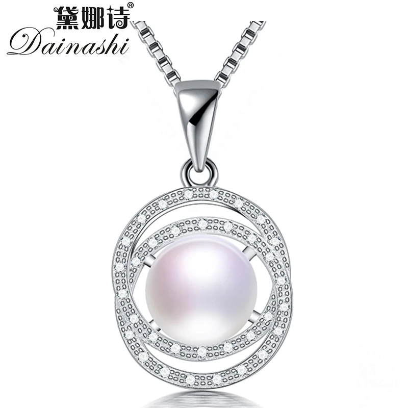 

Dainashi Fashion 925 Sterling Silver Round Zircon Pendant Jewelry 100% Genuine Natural Freshwater Pearl Pendant for Women