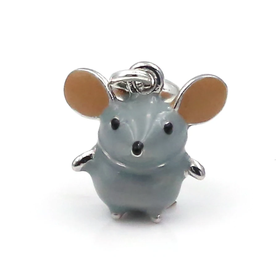Animal jewelry 2pcs enamel mouse pendant big ears mouse zodiac rat charms for women