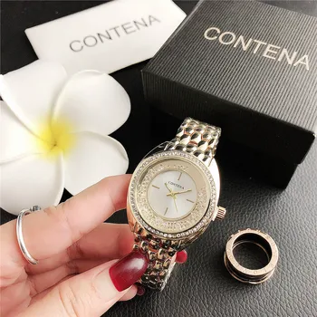 

CONTENA Hot Luxury Stainless Steel High Quality Bracelet Quartz Women Dress Wristwatches Female Clock