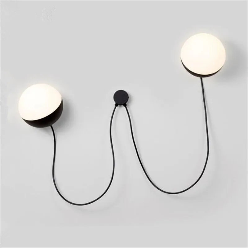 Vintage Black White Glass Ball Wall Lamp for Foyer Bed Room Aisle Decor Designer Iron Porch 1907 | Лампы и освещение