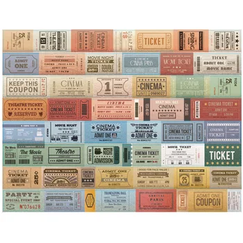 

1 Roll Vintage English Tickets Series Retro Decorative Sticker Tearable Functional Tape Handwritten Diary Label Scrapbooking