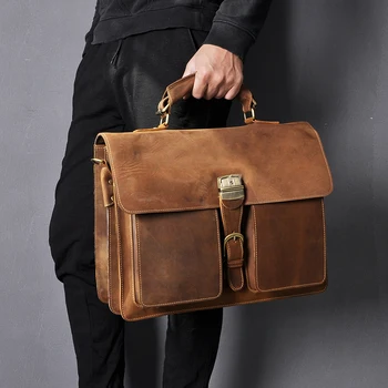AliExpress - 49% Off: Crazy Horse Leather Designer Man Business Briefcase Male Fashion Commercial Attache Portfolio Document Laptop Messenger bag 1031
