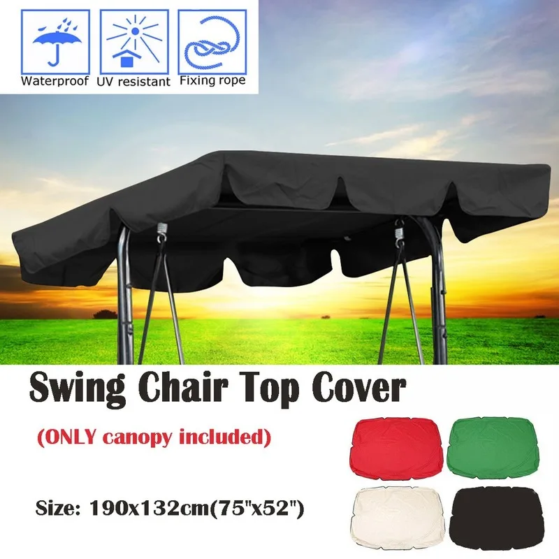 

Waterproof Swing Chair Top Cover Outdoor Canopy Replacement Garden Courtyard Outdoor Swing Cover 190x132cm