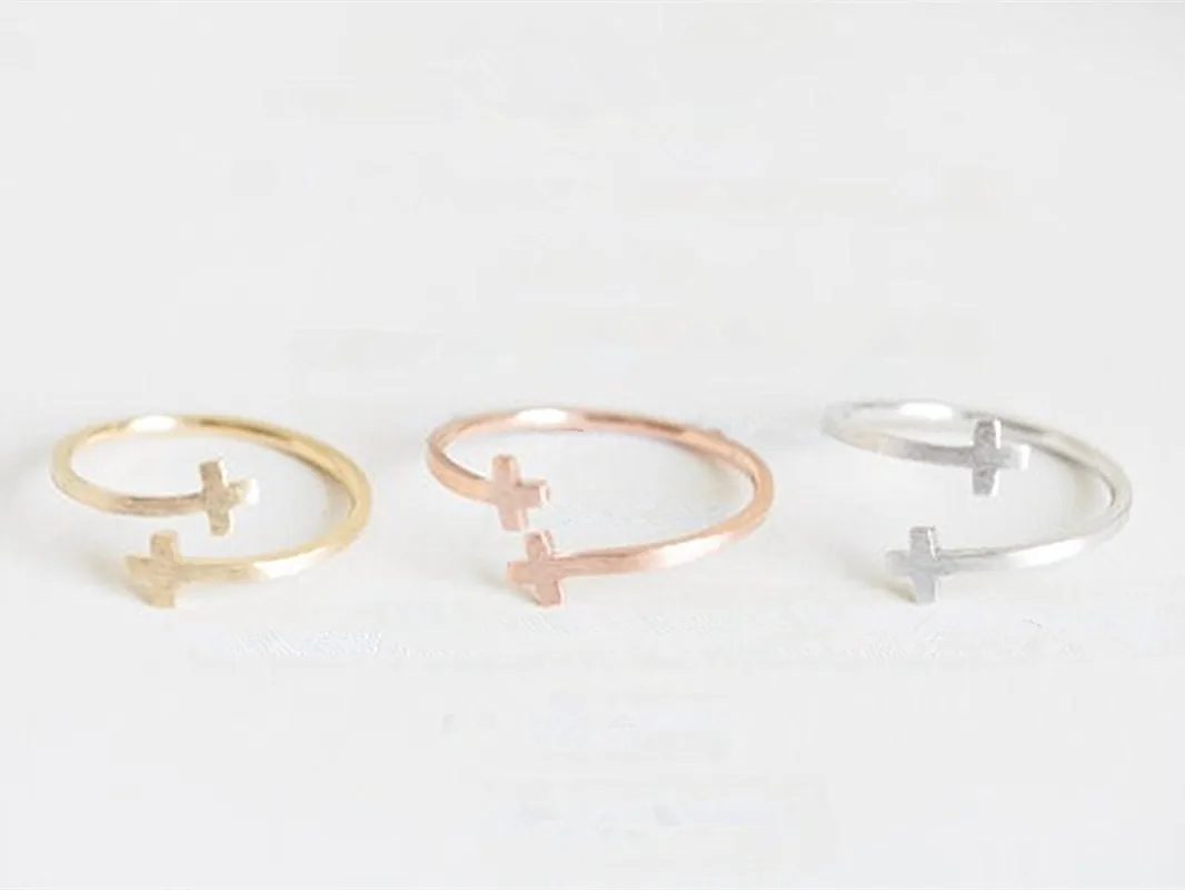 Fashion Double Cross Finger Simple and delicate opening design ring Ring for women | Украшения и аксессуары