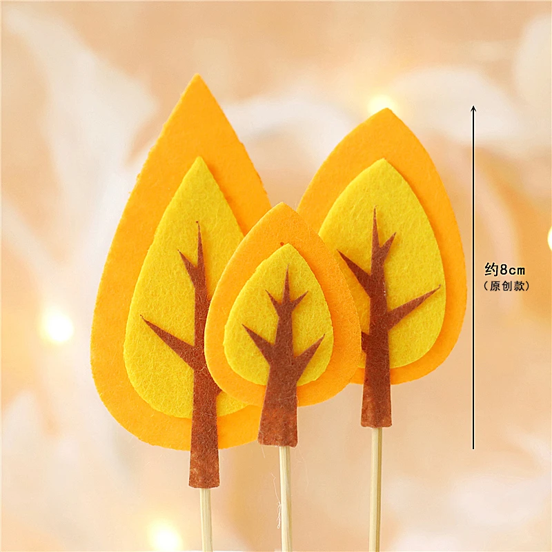 3pc felt trees set Луна слон звезда белка торт Топпер для душа ребенка выпечки Десерт День Рождения украшения юбилей принадлежности для детей сладкие подарки - Цвет: 3pc felt trees set
