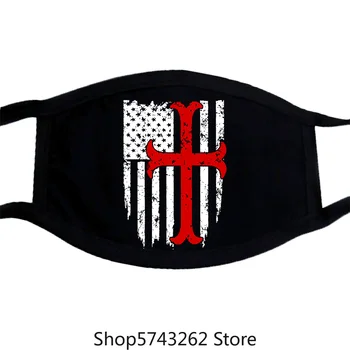 

American Knight Templar Masks Colorful Pattern Washable Reusable Mask for Unisex Black