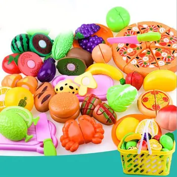 

OCDAY 31pcs/1Set Kitchen toys For Children Pretend Play Cutting Food hamburger Set Kids Kitchen Educational Toy Play House Toys