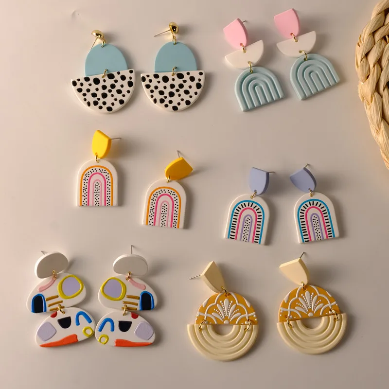 Spring Colorful Acrylic Long Dangle Geometric Earrings For Women Jewelry Gifts dangle earrings long earrings acrylic earrings geometric earrings