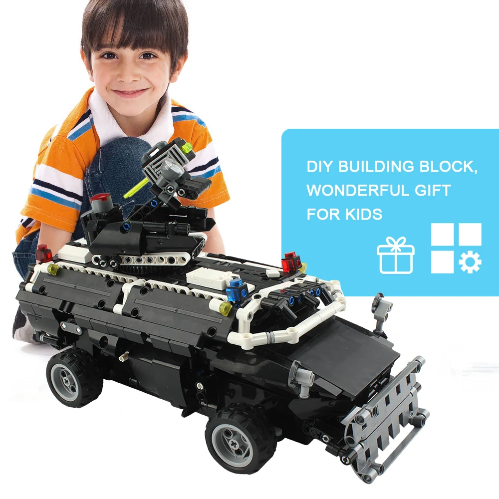 

Military Car Building Blocks Educational Toy Bricks 2.4G 1/12 Military Truck Army Vehicle Toys for Kids Gift 653/768/887pcspcs