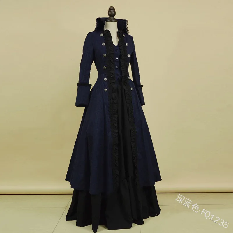 

WEPBEL Button Medival High Waist Ladies Vintage Full Sleeve Dress Patchwork Long Maxi Dresses