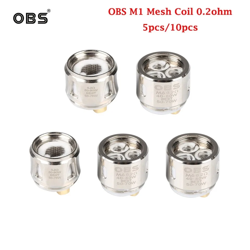 

US Free ship 5pcs/pack Original OBS M1 Mesh Coil Head 30-60W 0.2ohm Vaporizer E Cigarettes Atomizer Core For OBS Cube Full Kit