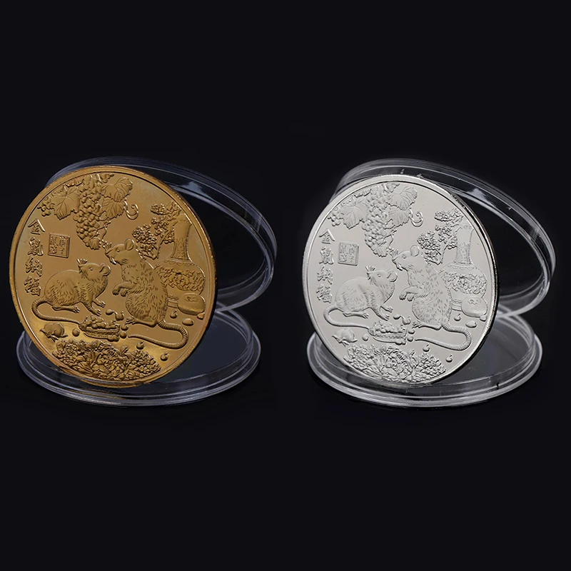 Горячая год крысы памятная монета Китайский Зодиак сувенир вызов коллекционные монеты коллекция Искусство ремесло