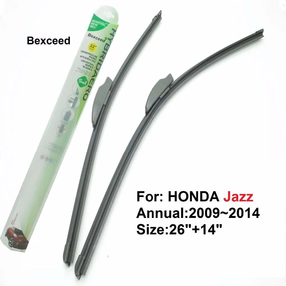 Flat Wiper Blade for Honda Jazz Bexceed of Car Windshield Windscreen 26"+14" 2009 2010 2011 2012