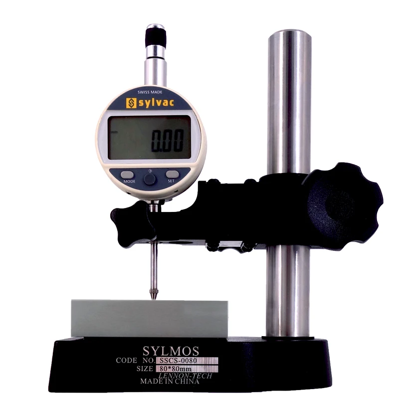 US $145.00 SYLMOS Dial Gage Comparator Stand 80mm Square Hardness Steel Base Dial Indicator Gage Base Stand SSCS0080