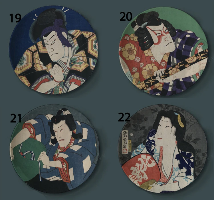 Японская керамика подвесная декоративная тарелка Ukiyo-e живопись декоративные тарелки домашний художественный дисплей Настенная Наклейка