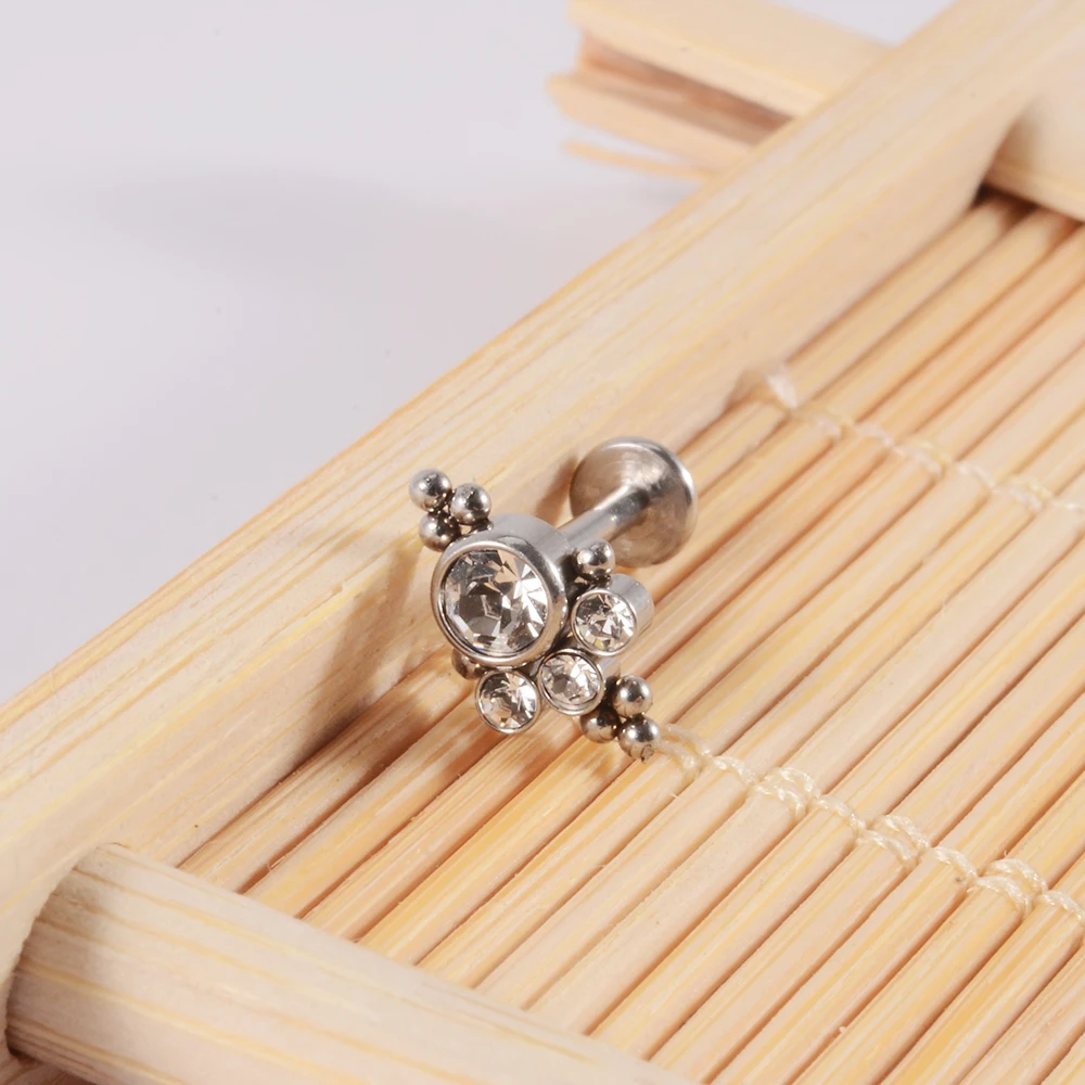 G23 Titanium&Steel Zircon Labret Lip Ring Ear Stud Ear Tragus Cartilage Helix Conch Lobe Piercing Earrings Body Jewelry 16g 1pcs piercing jewelry body piercing earrings ear piercing jewelry ear studs metal jewelry body piercing jewelry body jewelry