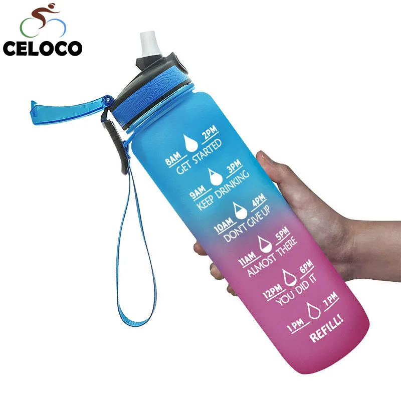 1l Water Bottle With Straw Tritan Bpa Free Sports Outdoor Cycling