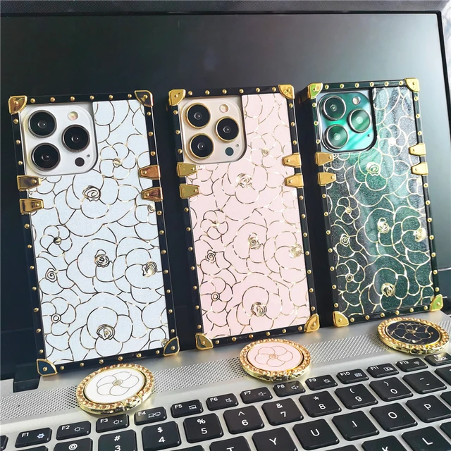 Luxury Brand Sexy Red Lips Case for iphone 14 PRO MAX 11 PRO 12 13 PRO MAX  X XS XR 7 8 15 PLUS Glitter Gold Square Phone Cover