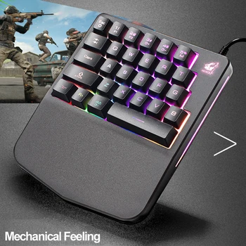 

For PC/Laptop/Computer Ergonomic K11 28 Keys Gaming LED Backlight Wired Single-hand Pro Gamer Keyboard Mini