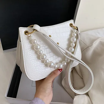

pearl chain Crossbody Bags For Women 2020 Fashion Small Solid Colors Shoulder Bag Female Handbags And Purses Sac A Main Femme