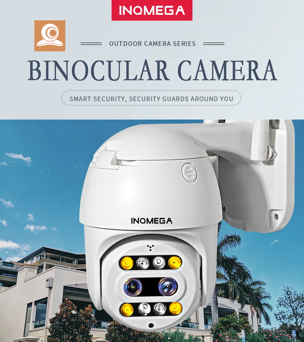 INQMEGA H.265 1080P HD двойной объектив беспроводной умный оповещение PTZ Открытый IP66