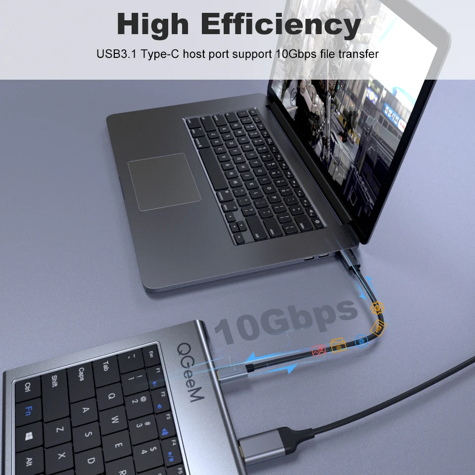QGeeM USB C концентратор для Macbook Pro тройной Дисплей Тип до Dual Core 4K HDMI и DP Micro SD кард