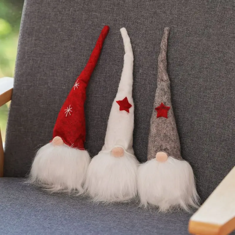 Merry Christmas Long Hat Swedish Santa Gnome Plush Doll with Light Elf Toy Home Party Decoration