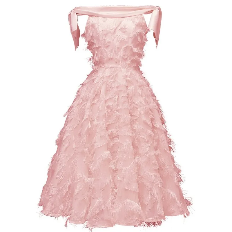Женское элегантное вечернее платье с открытыми плечами Vestidos коктейльное платье 1960s сексуальное платье для ночного клуба кисточки элегантное платье
