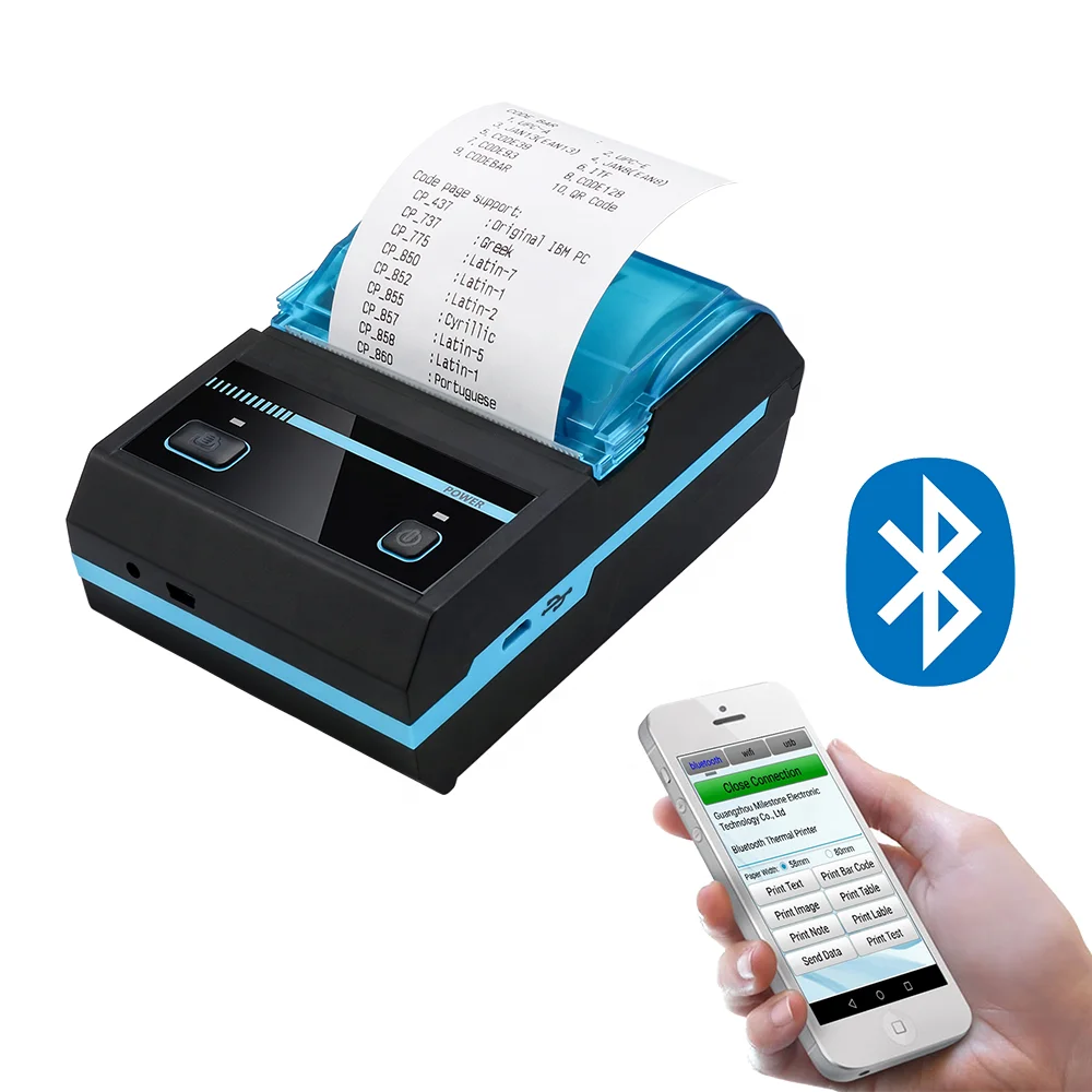 Мини-принтер Android IOS bluetooth Windows USB 58 мм термальный кассовый беспроводной портативный термальный принтер штрих-кода