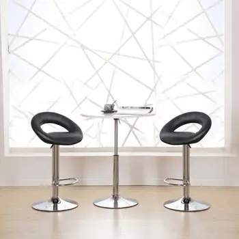 

2pcs/set Moon Bay Back Cosy Synthetic Leather Swivel Bar Stools Chairs Height Adjustable Pneumatic Pub Chair For Living Room HWC