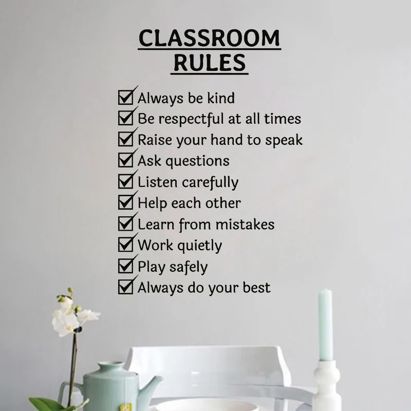Классные правила, электронные наклейки на стену для школьной комнаты, домашний декор, комната для чтения, обучение, художественные плакаты