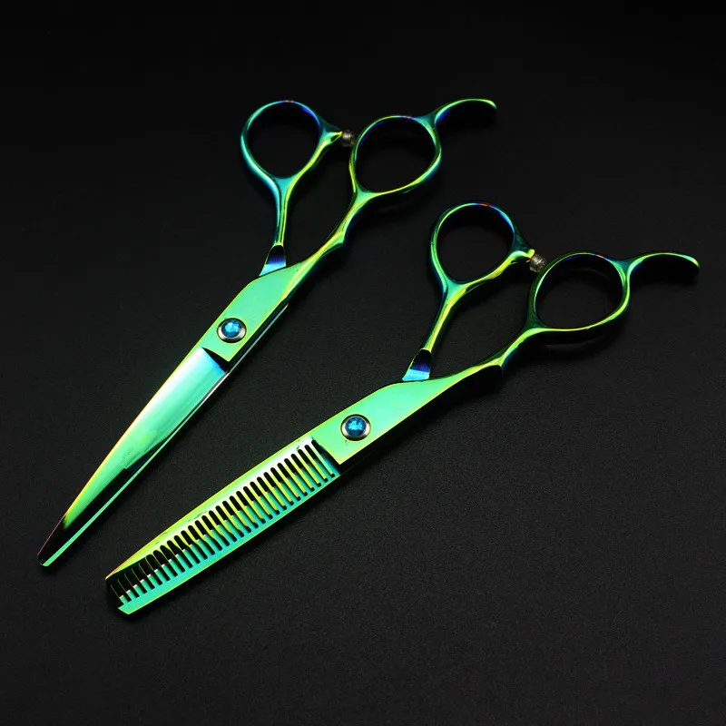 Профессиональные японские 440c зеленые левши 6 ''ножницы для стрижки волос Парикмахерские makas стрижка филировочные ножницы парикмахерские ножницы