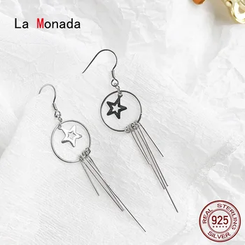 

La Monada Star Circle Long Drop Silver Earrings 925 Sterling Silver Women Fine Jewelry For Women Tassel Hanging Korean Earrings
