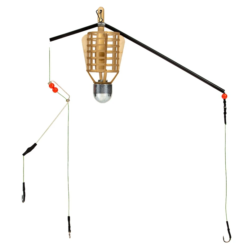 

3 Hooks Fish Bait Feeder Basket Holder Fishing Lure Cage with Line Hooks Carp Fishing Accessories