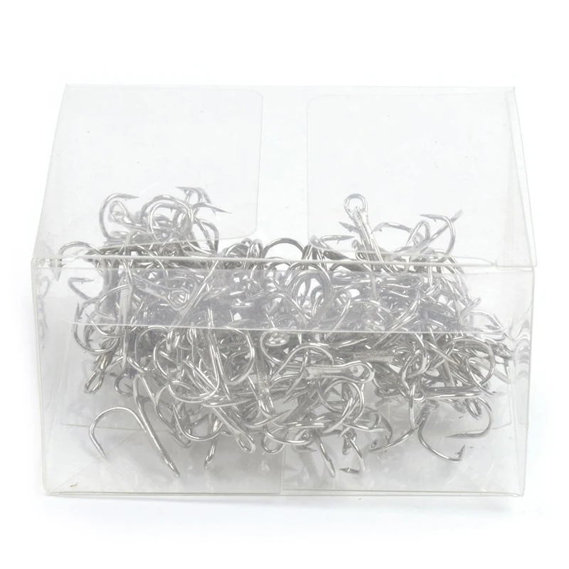 100pcs 6# Fishing Hook High Carbon Steel Treble Hooks Fishing Tackle Silver