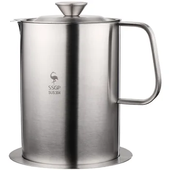 

Stainless steel oil filter 304 household large-capacity filter with cover anti-leak oil pot inverted oil bottle filter oil separ