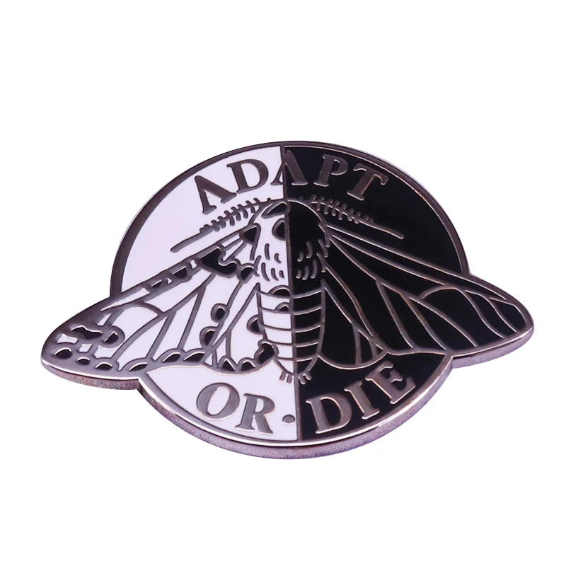 Черно-белая эмалированная булавка в форме моли шикарный значок виде насекомых