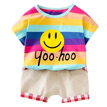 

Baby Summer Clothing Children Boys Girls Cartoon Striped T Shirt Shorts 2Pcs/sets Kids Infant Clothes Toddler Casual Sportswear