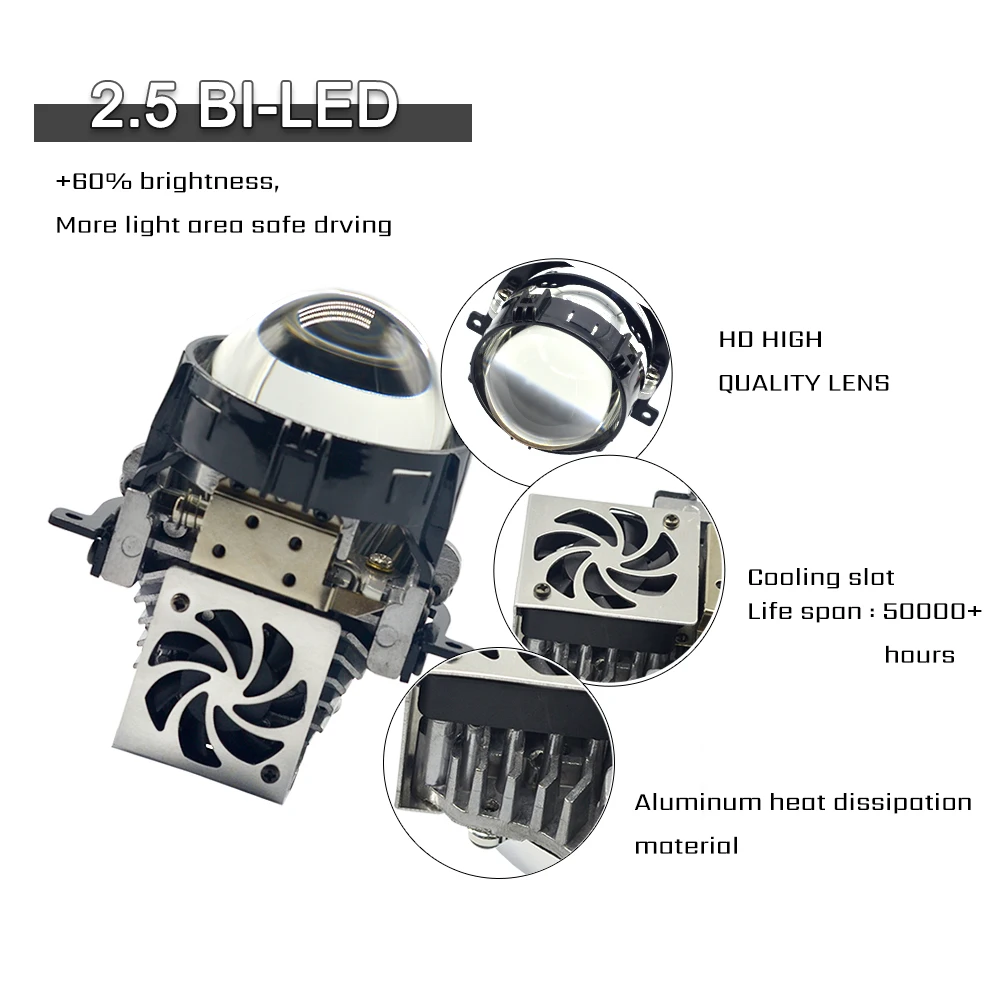 2,5 дюймов BI светодиодный проектор линзы Фары Универсальный двойной светильник дальнего и ближнего света светодиодный DIY подходит для всех автомобилей модификации