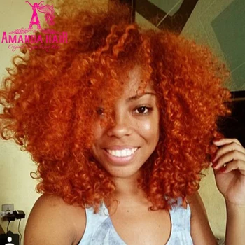 

Water Wave Wig Brazilian Short Human Hair Wigs For Black Women Orange Color Amanda Remy Hair Wigs 12 inch