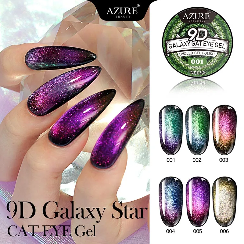  Azure Beauty Galaxy Cat Eye Gel Chameleon Nail Gel Long Lasting Galaxy Star Cat Eye Effect Soak Off