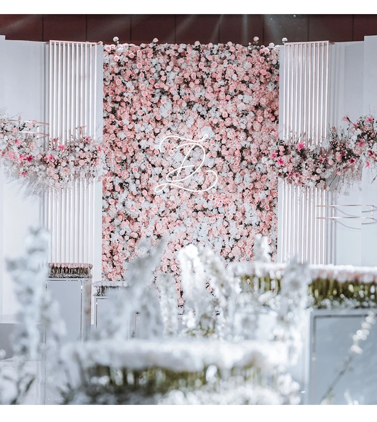 JAROWN Artificial Flower Wall Wedding Background Wall Decor Silk Fake Floral Photo Backdrop Window Shop Party Layout Flower Rows (18)